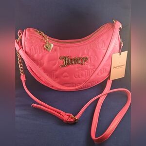 Juicy Couture Hot Pink Heart Embossed Crossbody & Shoulder Bag NWT Y2K
